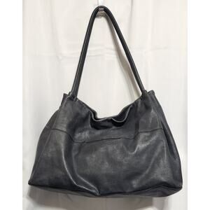 HOBO Charcoal Gray Leather Slouchy Shoulder Bag Tote Oversized Clean Interior